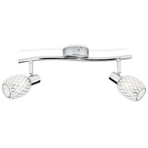 Philips Deltoid Bar Tube 2 Spot Cromo Vetro Tubo 2 Faretti Orientabili Lampadine G9 non Incluse