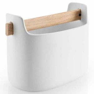 Eva Solo Barattolo per Utensili Basso 15cm Bianco Ceramica Manico in Legno
