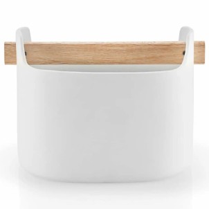 Eva Solo Barattolo per Utensili Basso 15cm Bianco Ceramica Manico in Legno