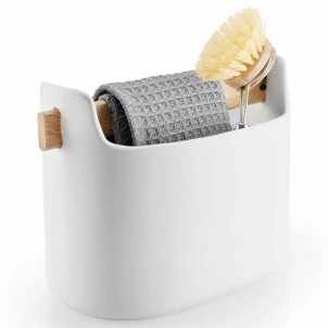 Eva Solo Barattolo per Utensili Basso 15cm Bianco Ceramica Manico in Legno