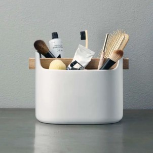 Eva Solo Barattolo per Utensili Basso 15cm Bianco Ceramica Manico in Legno