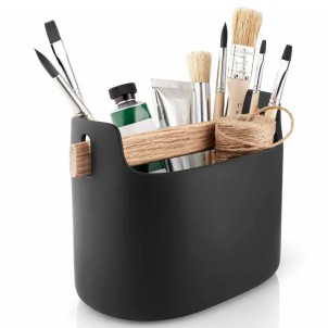 Eva Solo Barattolo per Utensili Basso 15cm Nero Ceramica Manico in Legno