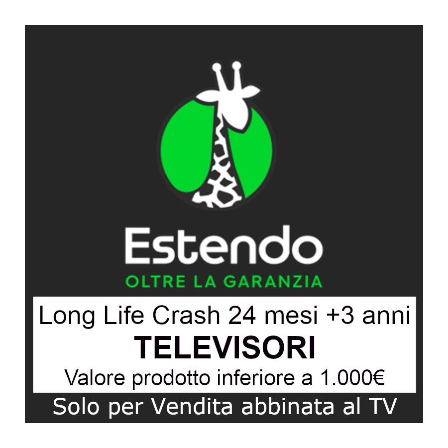 Estendo TV Crash 24 +3 1000€ Long Life Crash 24 Mesi Estensione Garanzia +3 anni Fino a 1000€