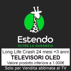 Estendo TV OLED Crash 24 +3 1000€ Long Life Crash 24 Mesi Estensione Garanzia +3 anni Fino a 1000€