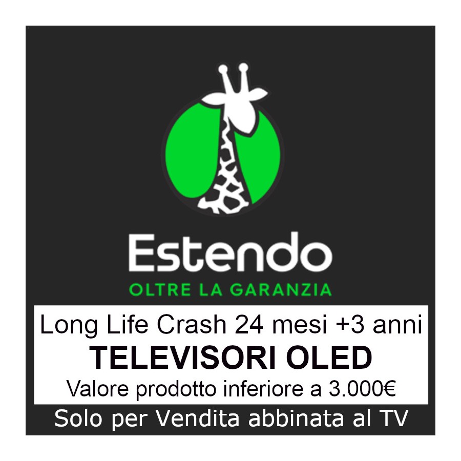 Estendo TV OLED Crash 24 +3 3000€ Long Life Crash 24 Mesi Estensione Garanzia +3 anni Fino a 3000€