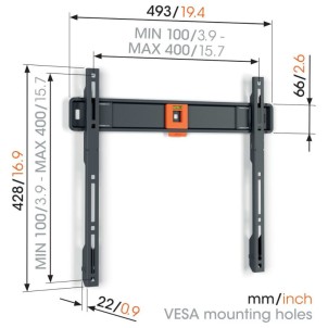 Vogel's TVM 1403 Nero Staffa Muro TV32"-77" Max50Kg Piatta Vesa da 100x100 a 400x400 Prof.2,2cm
