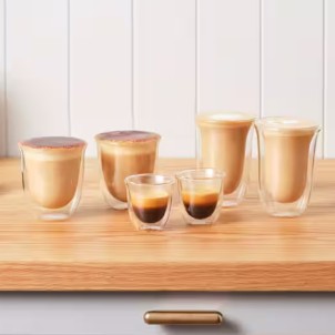 DeLonghi DLSC310 Bicchieri Espresso 2pz 90ml Vetro Doppia Parete Termica