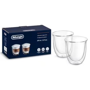 DeLonghi DLSC311 Bicchieri Cappuccino 2pz 270ml Vetro Doppia Parete Termica