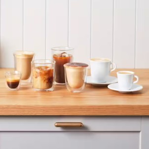 DeLonghi DLSC311 Bicchieri Cappuccino 2pz 270ml Vetro Doppia Parete Termica