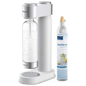 Philips ADD4902WH/10 White Inox Soda Maker Gasatore Acqua con Bombola Gas CO2 e Bottiglia PET