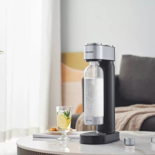 Philips ADD4902BK/10 Black Inox Soda Maker Gasatore Acqua con Bombola Gas CO2 e Bottiglia PET