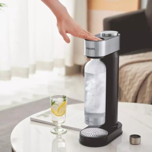 Philips ADD4902BK/10 Black Inox Soda Maker Gasatore Acqua con Bombola Gas CO2 e Bottiglia PET