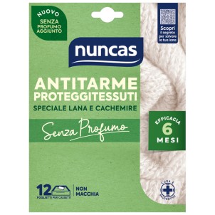 Nuncas Antitarme Proteggitessuti 12 Foglietti Senza Profumo Efficace per 6 Mesi