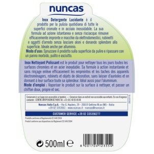 Nuncas Inox Detergente Lucidante 500ml Rimuove Efficacemente Impronte e Macchie