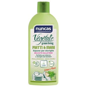 Nuncas Vegetale Piatti e Mani Ginger e Menta 500ml Detersivo Liquido Piatti a Mano Ipoallergenico