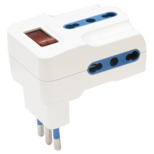 Ecova 30192 Bianco Multipla 3 posti Interruttore Protezione 3 Bivalenti Spina 10A