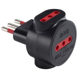 Rosi RS7702N Nero Multipla 3 Prese 10A 1 Spina 10A 250V Serie Emilia Specialist