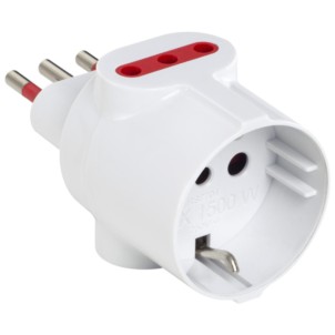 Rosi RS7704B Bianco Multipla 1 Presa Schuko 2 Prese 10A 1 Spina 10A 250V Serie Emilia Specialist