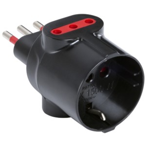 Rosi RS7704N Nero Multipla 1 Presa Schuko 2 Prese 10A 1 Spina 10A 250V Serie Emilia Specialist