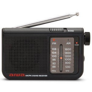 Aiwa RS-55/BK Black Radio FM AM Portatile Altoparlante Cuffie Stereo Batterie 2x AA