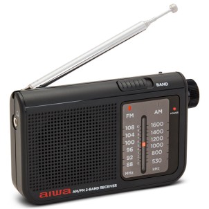 Aiwa RS-55/BK Black Radio FM AM Portatile Altoparlante Cuffie Stereo Batterie 2x AA