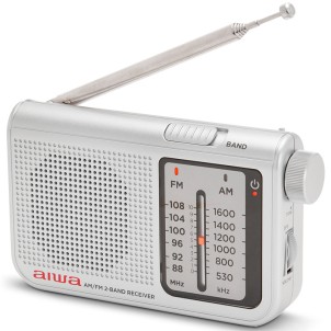 Aiwa RS-55/SL Silver Radio FM AM Portatile Altoparlante Cuffie Stereo Batterie 2x AA