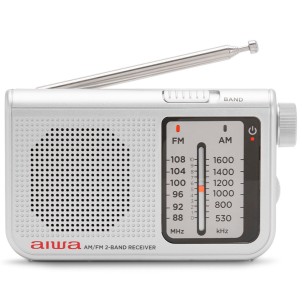 Aiwa RS-55/SL Silver Radio FM AM Portatile Altoparlante Cuffie Stereo Batterie 2x AA
