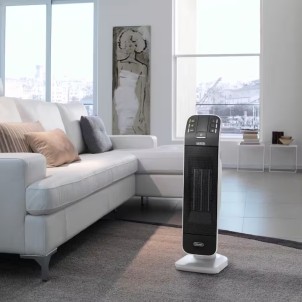 DeLonghi HFX65V20 Nero Termoventilatore a Torre 2000W Ceramica Timer24h Oscillazione