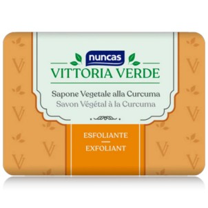 Nuncas Vittoria Verde Esfoliante Sapone Vegetale al Curcuma Pratico e Funzionale 
