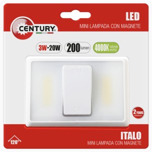Century ITO-030040 Italo White Luce Armadio Led 3W 220lm 4000K Batterie