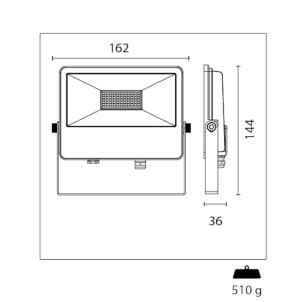 Century PTONE-209500 Porteo CCT Black Faro Led 20W 2710lm 3000K-4000K-6500K Interno Esterno IP65