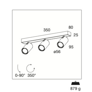 Century ENSN-3GU10 Enfasi Square Black 3 Faretti GU10 Ruotabili 360° Inclinabili 90°
