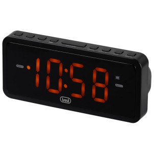 Trevi EC882 Black Orologio Digitale LED Luminosi Rossi Doppia Sveglia con Vibrazione