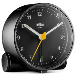 Braun BC01B Black Orologio Analogico Quarzo Sveglia Crescendo Snooze Luce Lancette Punta Luminosa