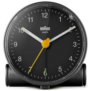 Braun BC01B Black Orologio Analogico Quarzo Sveglia Crescendo Snooze Luce Lancette Punta Luminosa