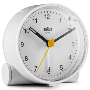 Braun BC01W White Orologio Analogico Quarzo Sveglia Crescendo Snooze Luce Lancette Punta Luminosa