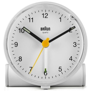 Braun BC01W White Orologio Analogico Quarzo Sveglia Crescendo Snooze Luce Lancette Punta Luminosa