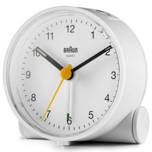 Braun BC01W White Orologio Analogico Quarzo Sveglia Crescendo Snooze Luce Lancette Punta Luminosa