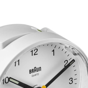 Braun BC01W White Orologio Analogico Quarzo Sveglia Crescendo Snooze Luce Lancette Punta Luminosa