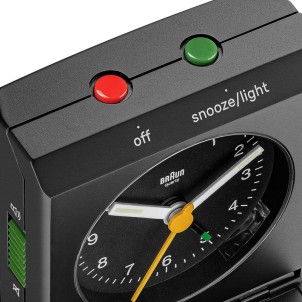 Braun BC05B Black Orologio Analogico Quarzo Sveglia Crescendo Snooze Luce Lancette Punta Luminosa Coperchio