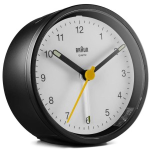 Braun BC12W Black White Orologio Analogico Quarzo Sveglia Crescendo Snooze Luce Lancette Punta Luminosa
