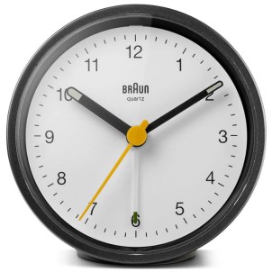 Braun BC12W Black White Orologio Analogico Quarzo Sveglia Crescendo Snooze Luce Lancette Punta Luminosa