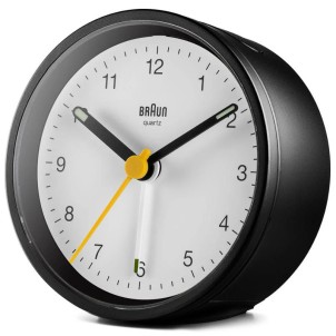 Braun BC12W Black White Orologio Analogico Quarzo Sveglia Crescendo Snooze Luce Lancette Punta Luminosa