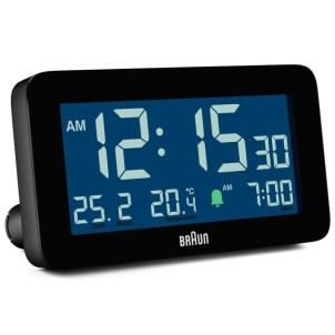 Braun BC10B Black Orologio Digitale LCD Temperatura Calendario Sveglia Crescendo Snooze Luce