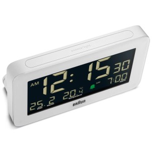 Braun BC10W White Orologio Digitale LCD Temperatura Calendario Sveglia Crescendo Snooze Luce