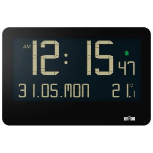 Braun BC14B Black Orologio da Parete Tavolo Digitale LCD Calendario Temperatura Sveglia Crescendo