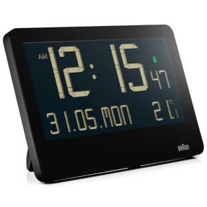 Braun BC14B Black Orologio da Parete Tavolo Digitale LCD Calendario Temperatura Sveglia Crescendo