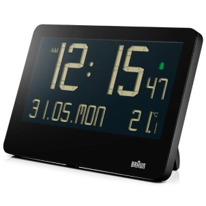 Braun BC14B Black Orologio da Parete Tavolo Digitale LCD Calendario Temperatura Sveglia Crescendo