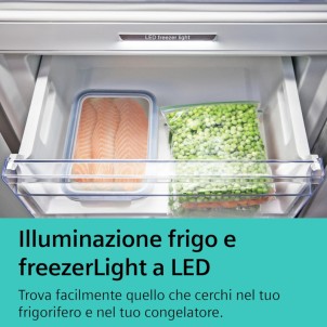 Siemens KG39NAIBT Inox Frigorifero Combinato 203x60 NoFrost 2x hyperFresh Metal Backwall Display Maniglie iQ500