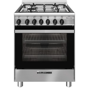 GlemGas SA664MI6 Inox Cucina 60x60 Forno Elettrico Multifunzione Ventilato 9 Funzioni 4 Fuochi Gas